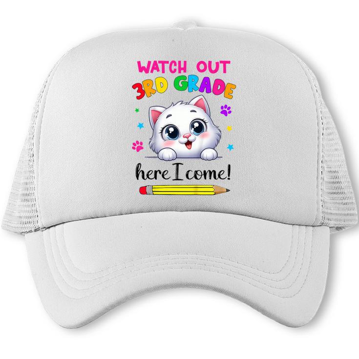 Watch Out 3rd Grade Here I Come Girls Cat Back To School Trucker Cap