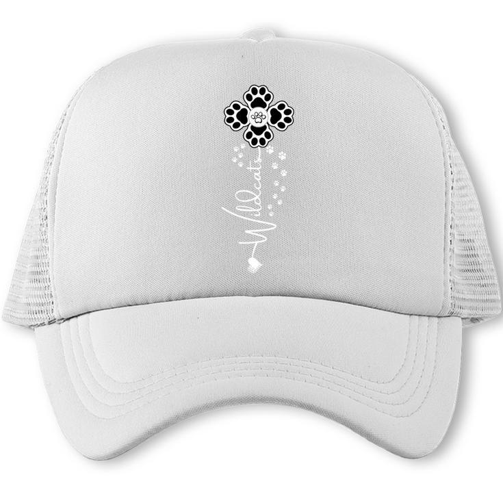 Wildcats Flower Sports Fan Team Spirit Mascot Back To School Trucker Cap