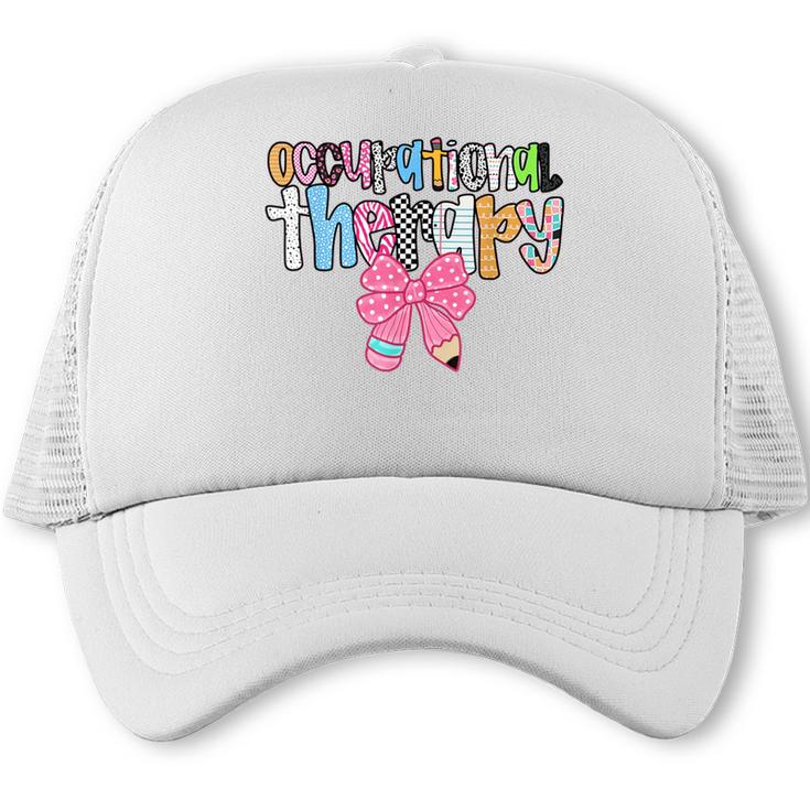 Women Occupational Therapy OT Pencil Bow Back To School COTA Trucker Cap