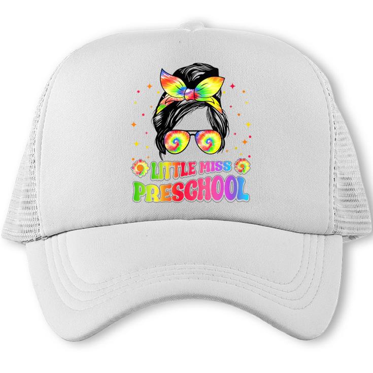 Women's Little Miss Preschool Messy Bun Tie Dye Back To School Girls Trucker Cap