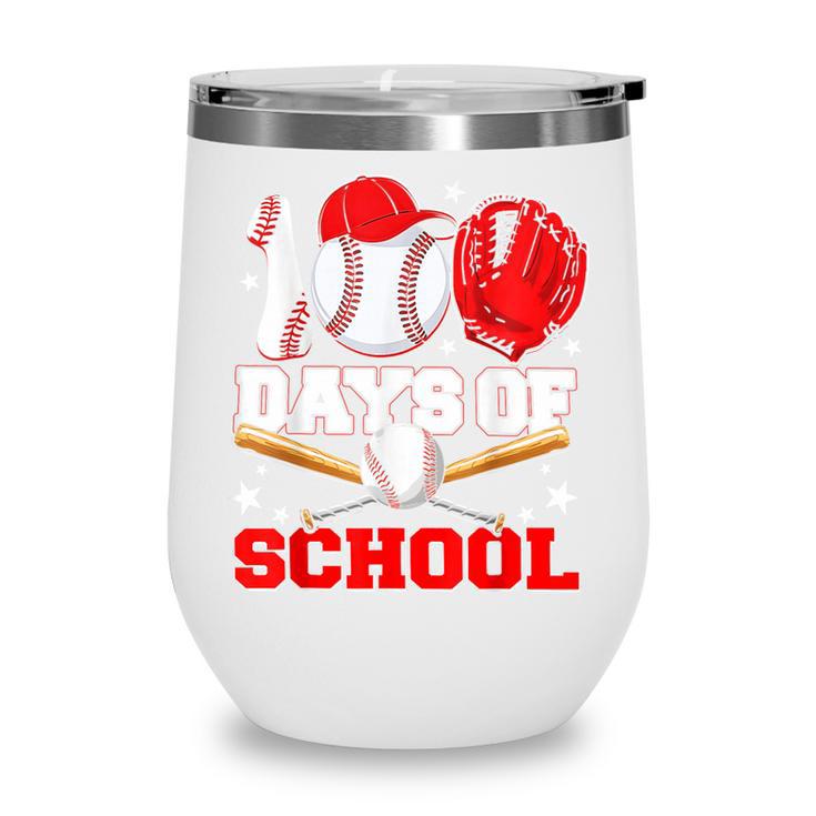 100 Days Of School Baseball Boys Kids Students Wine Tumbler