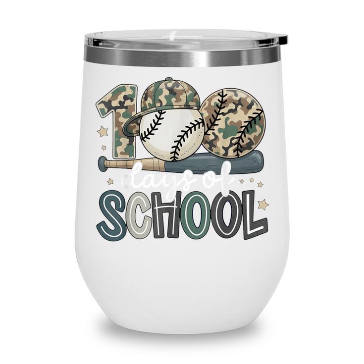 100 Days Of School Baseball Camo Camo Cap Boy School Wine Tumbler
