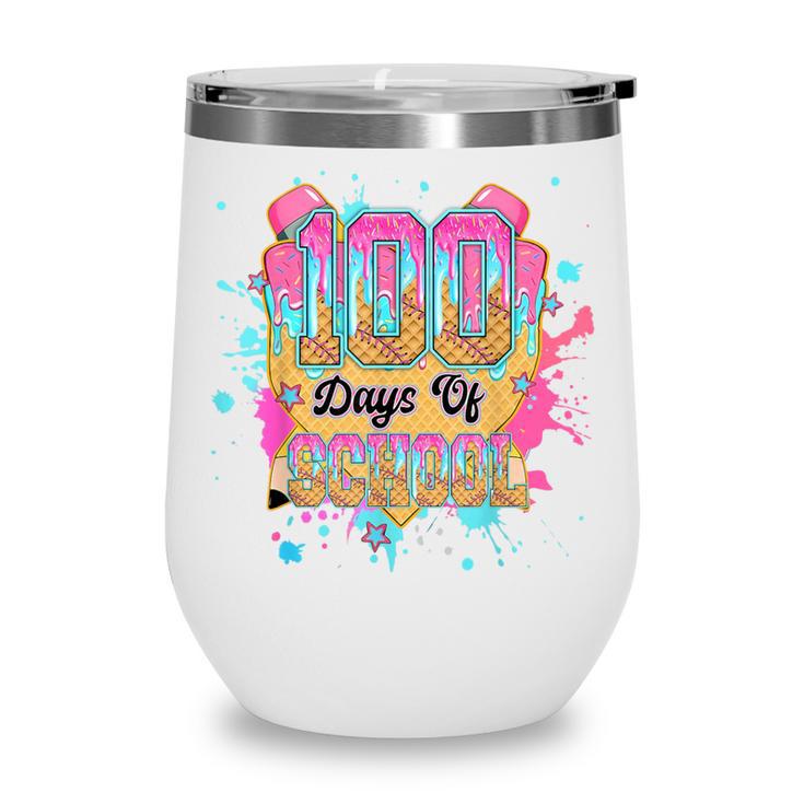 100 Days Of School Baseball Drip Boys Kids 100th Day Wine Tumbler