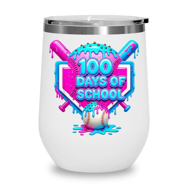 100 Days Of School Baseball Drip 100 Days For Boys And Kids Wine Tumbler
