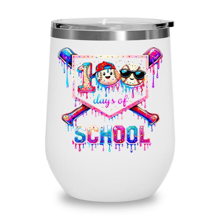 100 Days Of School Baseball Drip Boys For Men Kids Wine Tumbler