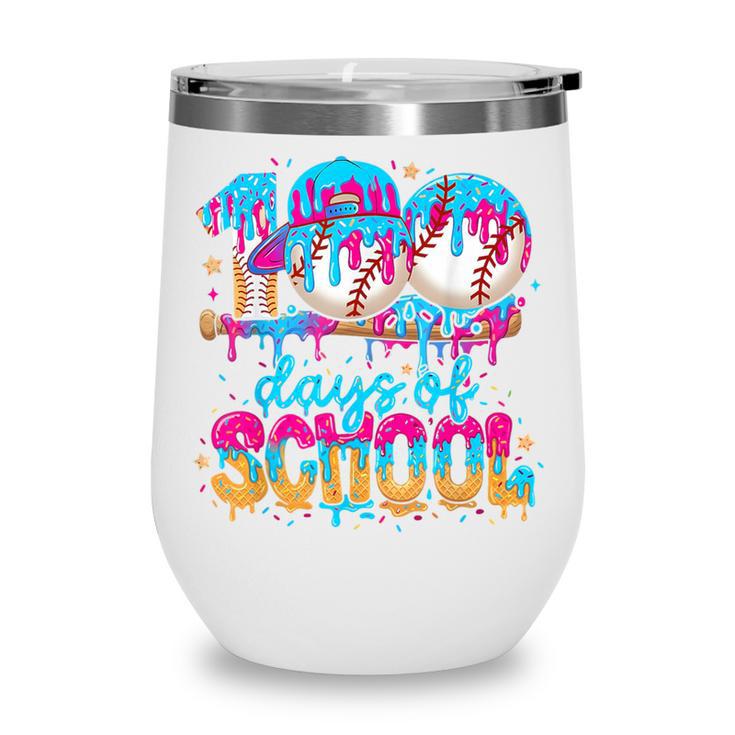 100 Days Of School Baseball Ice Cream For Boy Girl Kids Wine Tumbler