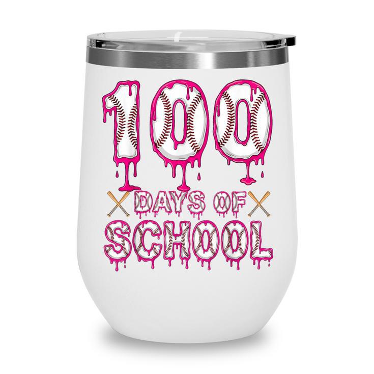 100 Days Of School Baseball Ice Cream Drip 100th Day Boys Wine Tumbler