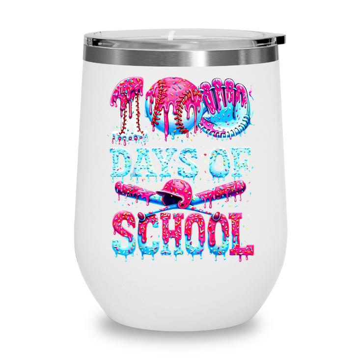 100 Days Of School Baseball Ice Cream Drip For Boys Kid Wine Tumbler