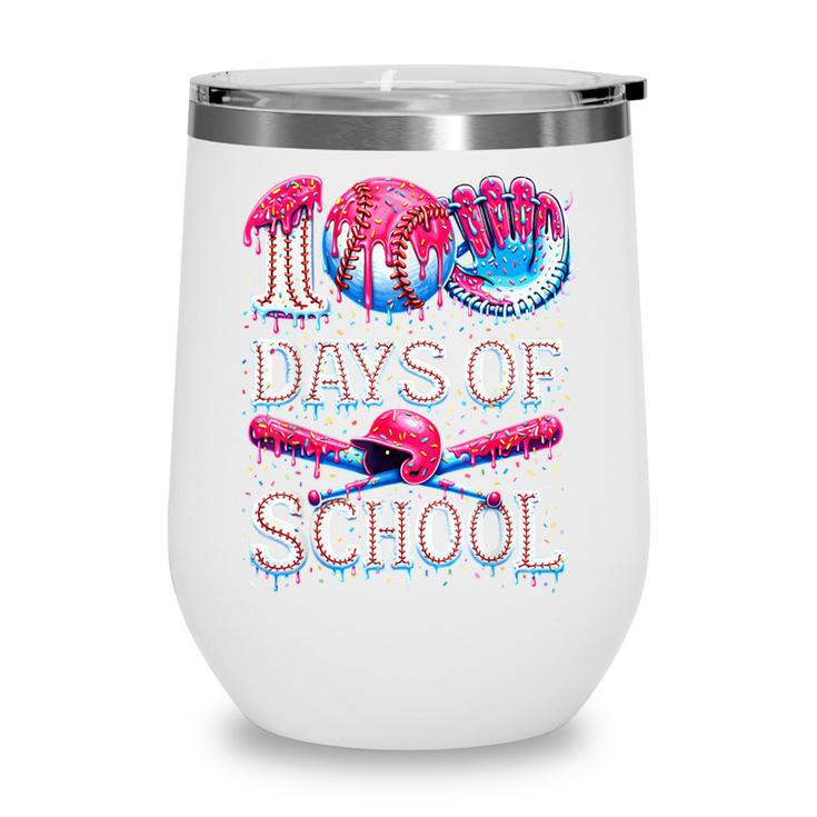 100 Days Of School Baseball Lover Donut Drip Boy Girl Wine Tumbler