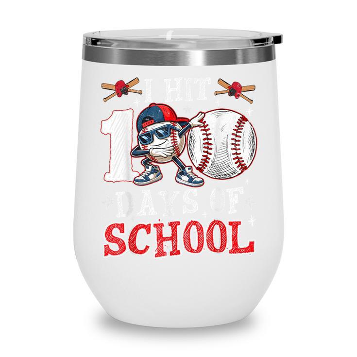 100 Days Of School Dabbing Baseball Hit Student Kids Boys Wine Tumbler