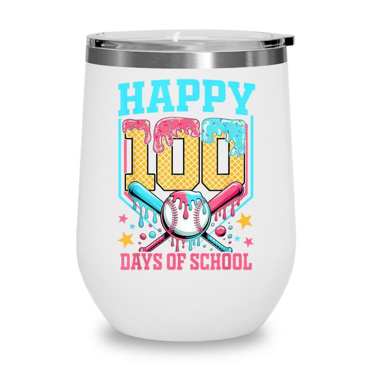 100 Days Of School Kids Baseball Drip 100th Day Of School Wine Tumbler