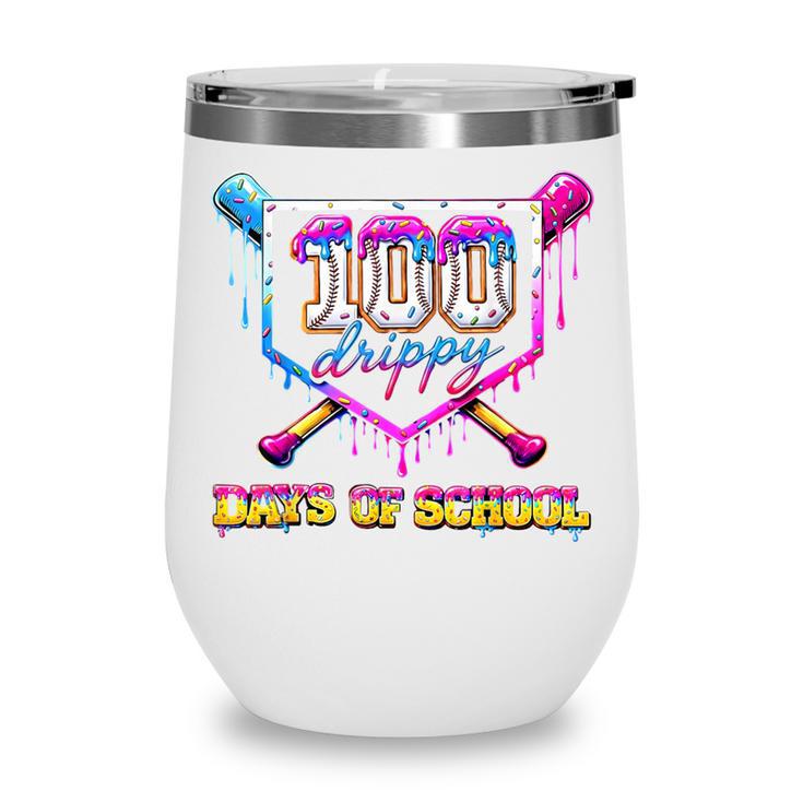 100 Drippy Days Of School Baseball For Boy Kids Wine Tumbler