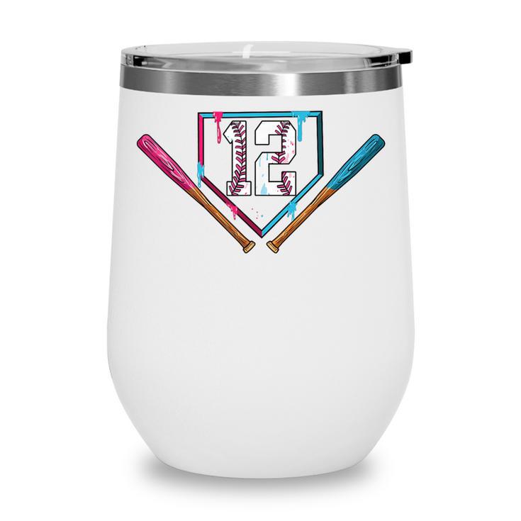 12th Birthday Baseball Ice Cream Drip 12 Years Old Boy Kids Wine Tumbler