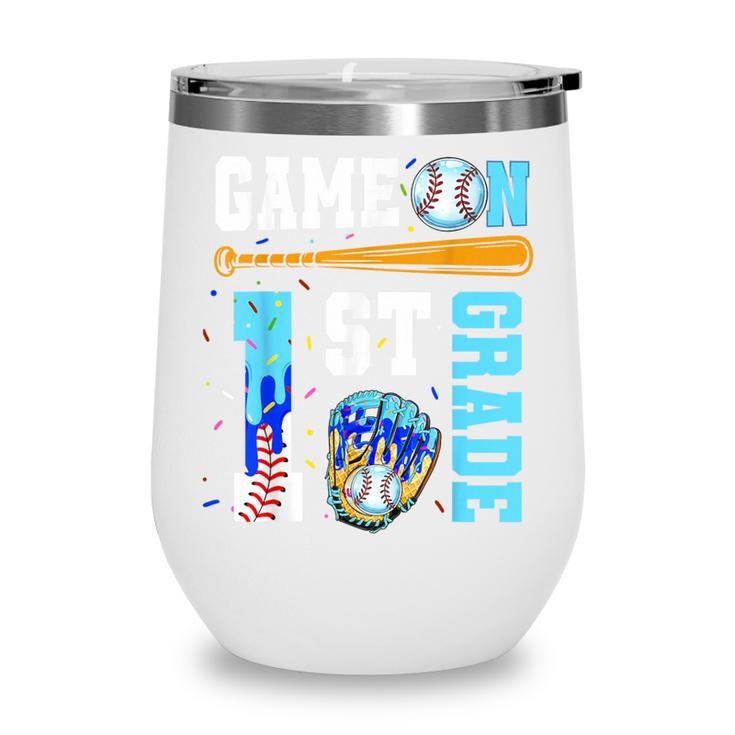 1st Grade Back To School Baseball Drip Ice Cream Game On Wine Tumbler