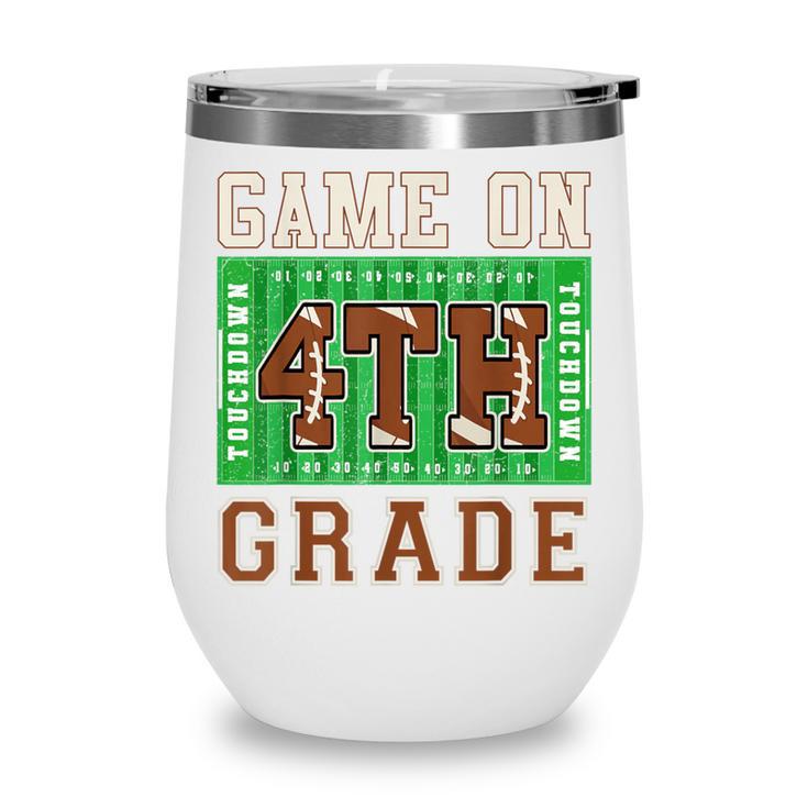 4th Grade Boys Kids Football Back To School Fourth Grade Wine Tumbler