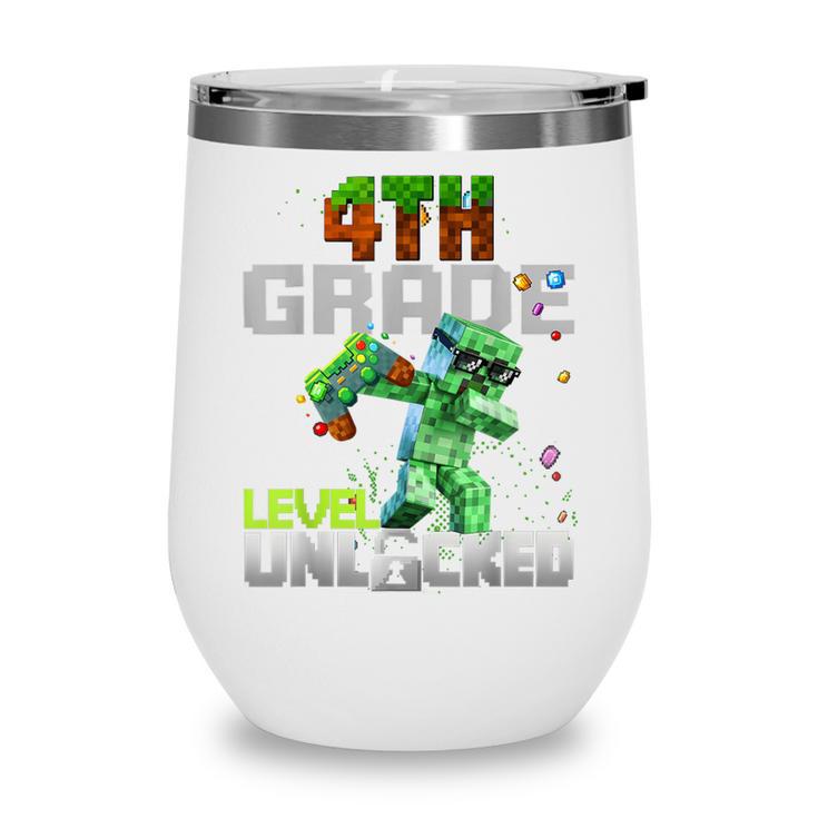 4th Grade Level Unlocked Back To School Pixel Game Wine Tumbler