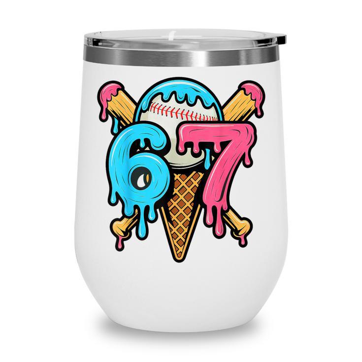 67 Baseball Ice Cream Drip Player Wine Tumbler
