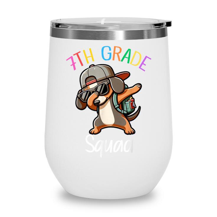 7th Grade Squad Dachshund Dabbing Kids Back To School Wine Tumbler