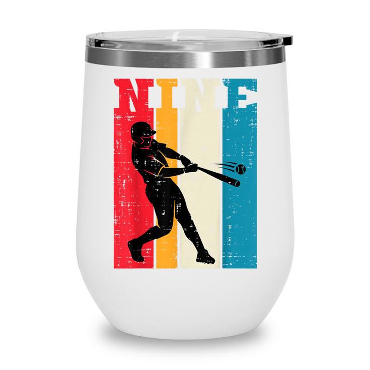 9th Birthday Nine Baseball Batter 9 Year Old Bday Boys Kids Wine Tumbler