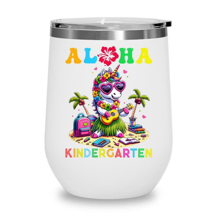 Aloha Kindergarten Unicorn Hawaii Back To School Kids Girl Wine Tumbler