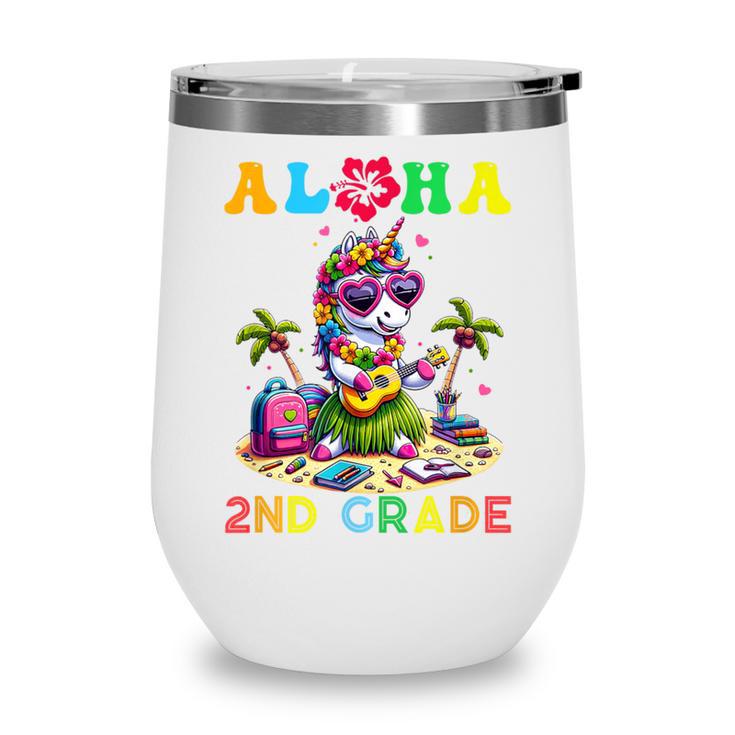 Aloha Second Grade Unicorn Hawaii Back To School Kids Girl Wine Tumbler