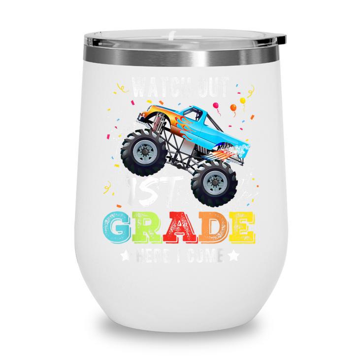 Back To School First Grade Here I Come For Boy Kids Truck Wine Tumbler