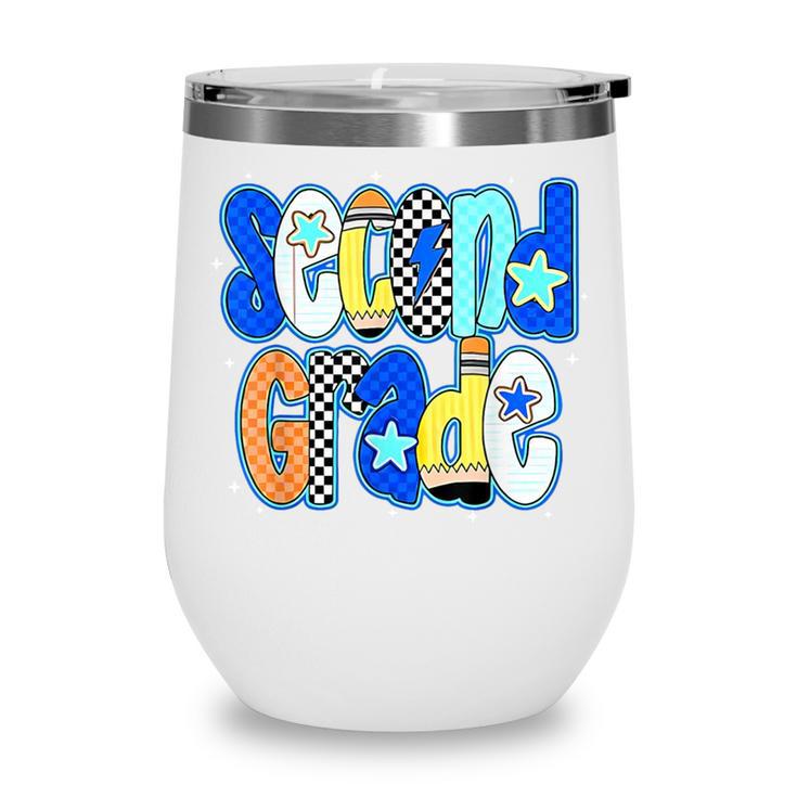 Back To School Hello Second Grade Team 2nd Grade Boy Girl Wine Tumbler