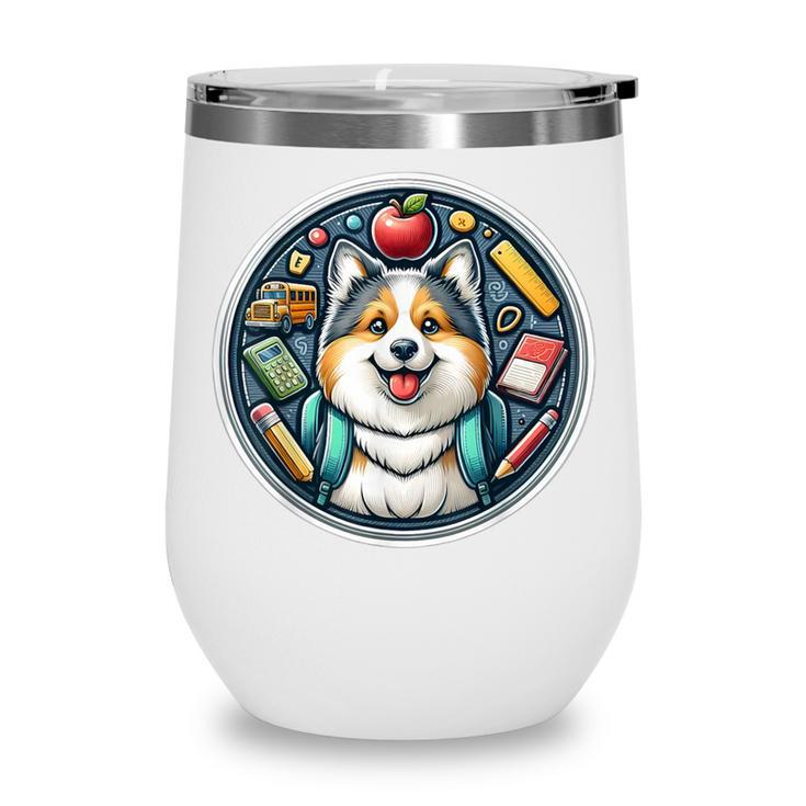 Back To School Icelandic Sheepdog Dog Boy Girls Student Kids Wine Tumbler