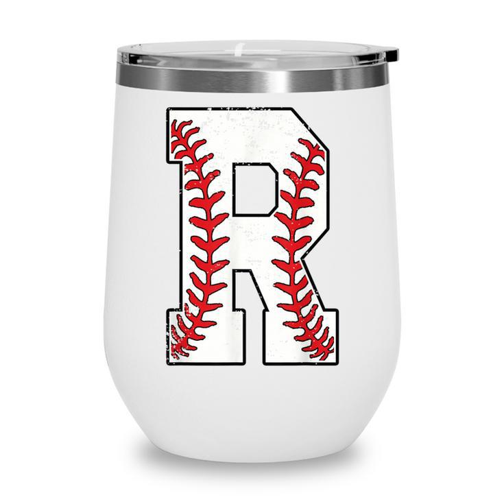 Baseball Alphabet Monogram Initial Letter R Wine Tumbler
