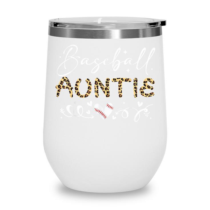 Baseball Auntie Leopard Baseball Heart Wine Tumbler