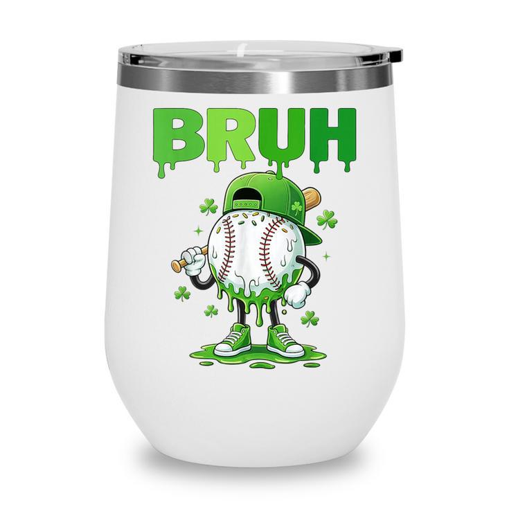 Baseball Bruh Drip Ice Cream Youth Boy St Patricks Day Wine Tumbler