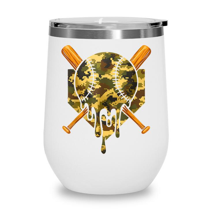 Baseball Camo Boys Ice Cream Youth Baseball Wine Tumbler