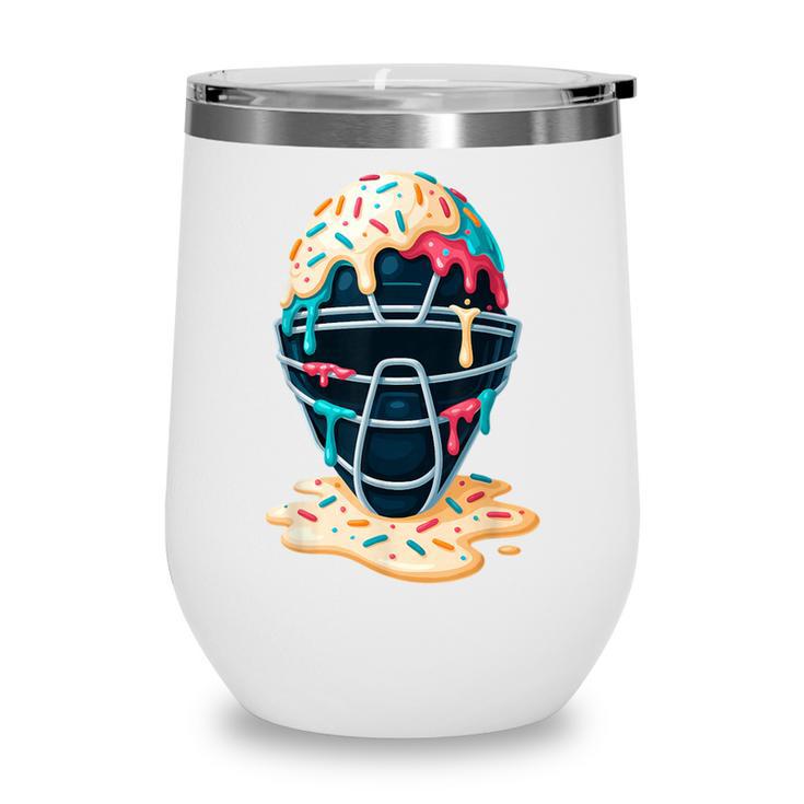 Baseball Catcher Mask Ice Cream Dripping Baseball Boy Youth Wine Tumbler