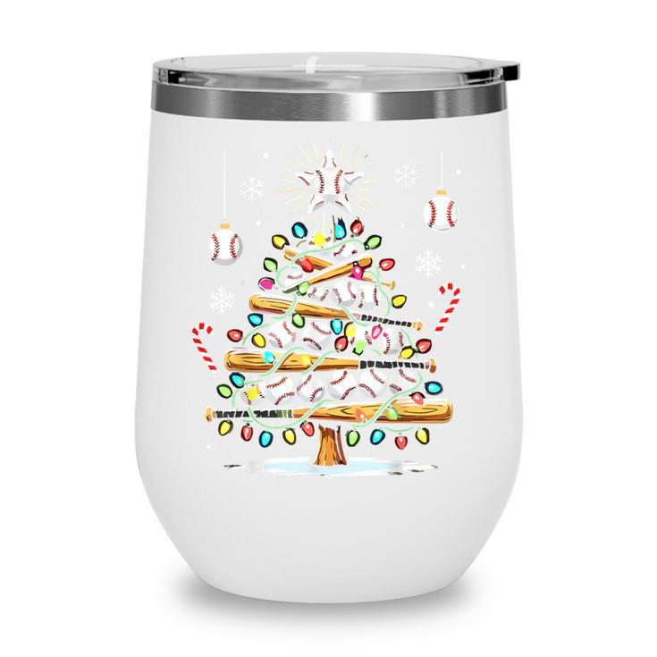 Baseball Christmas Tree Lights Wine Tumbler