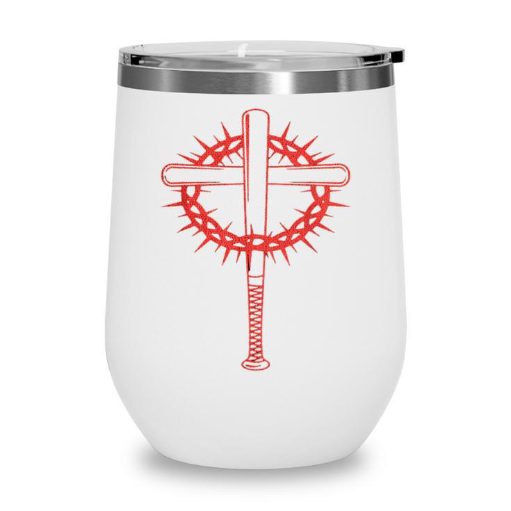 Baseball Cross Bats Pitcher Jesus Faith Wine Tumbler