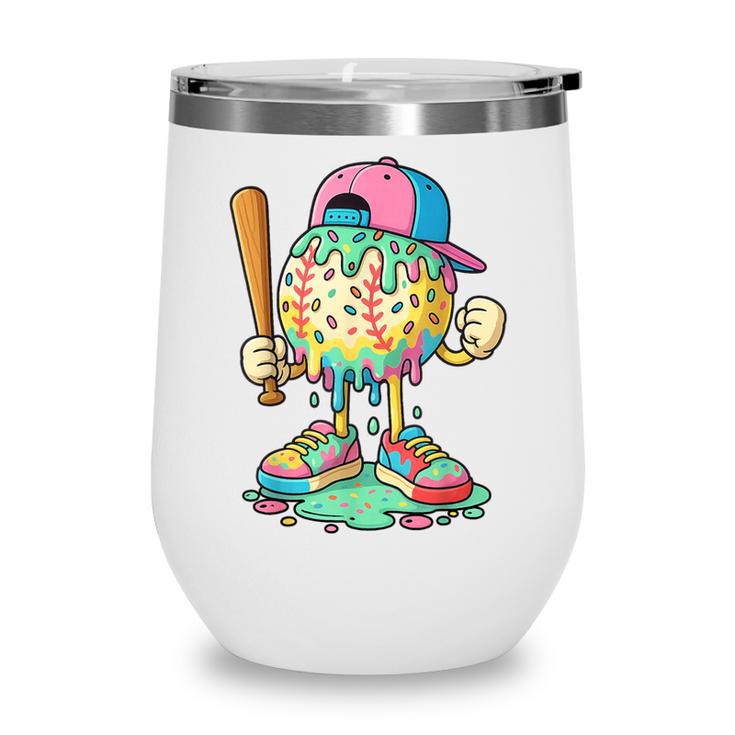 Baseball Drip For Boys Ice Cream Drip Baseball Sport Wine Tumbler