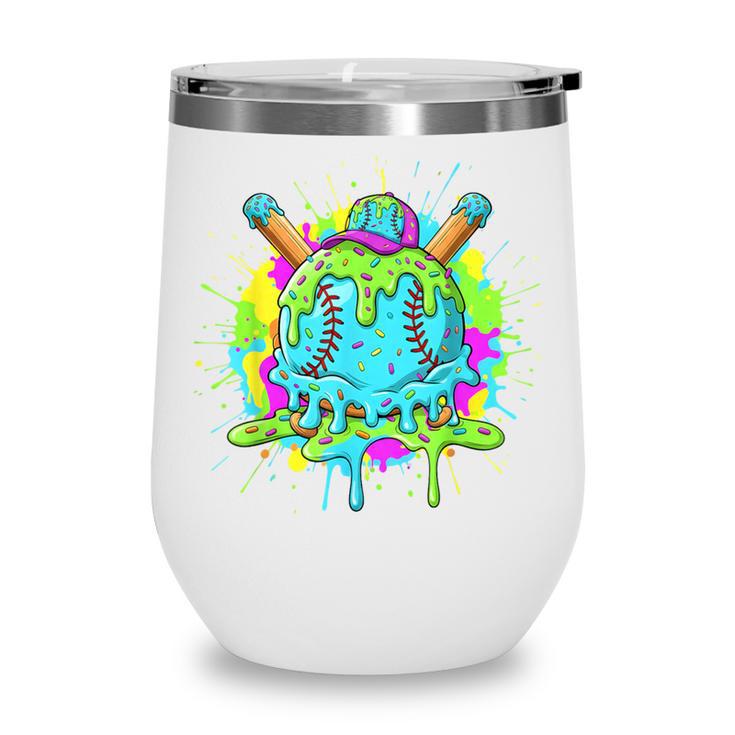 Baseball Drip For Boys Ice Cream Drip Youth Boys Baseball Wine Tumbler