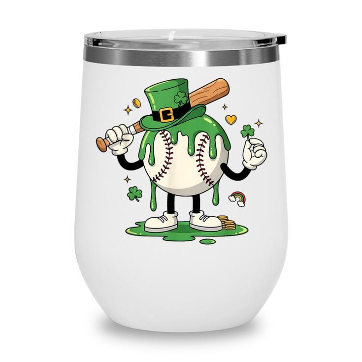 Baseball Drip Ice Cream Boys Kids Shamrock St Patricks Day Wine Tumbler