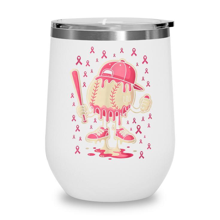 Baseball Drip Ice Cream Breast Cancer Awareness Boys & Girls Wine Tumbler