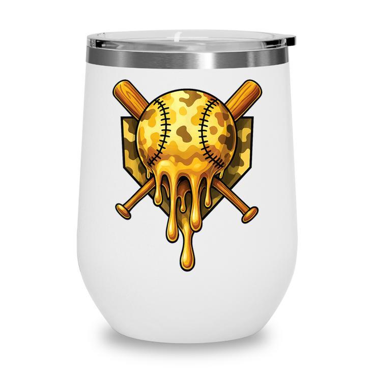 Baseball Drip Ice Cream Camo Cool Wine Tumbler