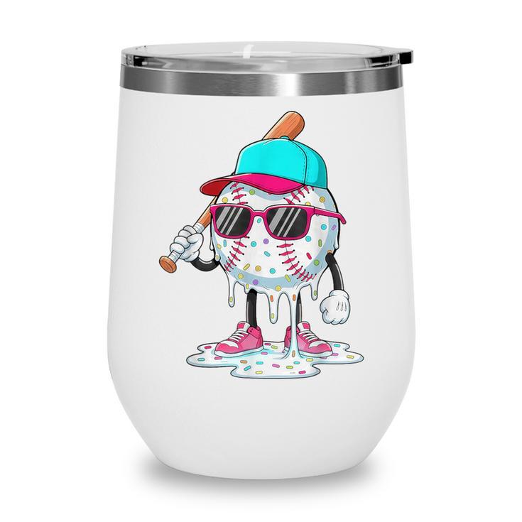 Baseball Drip Ice Cream Lifestyle Sprinkless Boy Kid Wine Tumbler