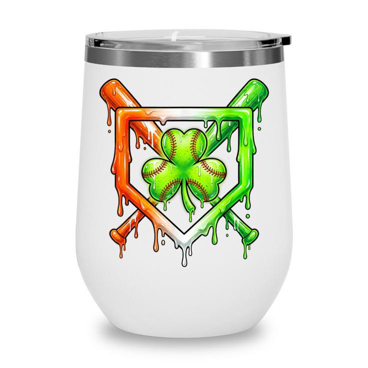 Baseball Drip Ice Cream St Patricks Day Shamrock Wine Tumbler