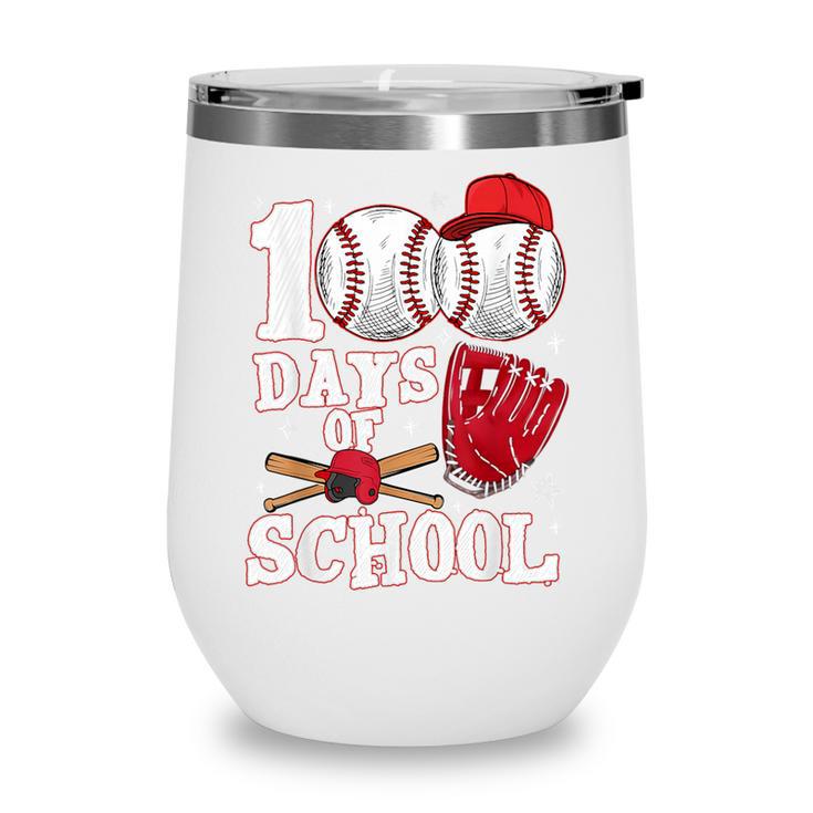 Baseball Happy 100 Days Of School Boy Girl Kid Teacher Wine Tumbler