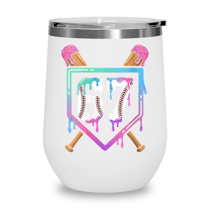 Baseball Ice Cream Drip 67 Player Dabbing Six Seven Boys Wine Tumbler