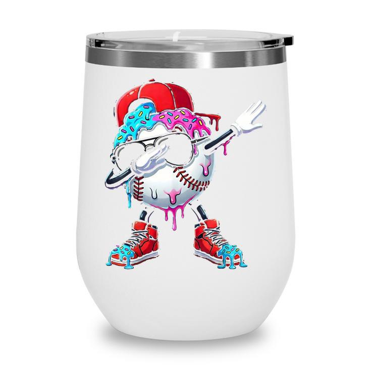 Baseball Ice Cream Drip Dabbing Sports Sprinkles For Boys Wine Tumbler