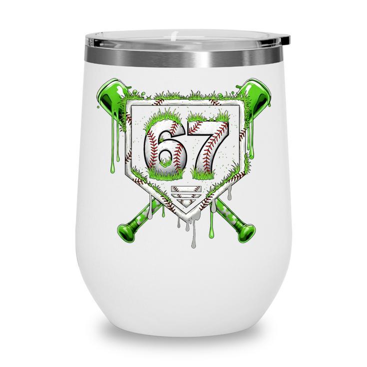 Baseball Ice Cream Drip Number 67 Player 67th Birthday Kids Wine Tumbler