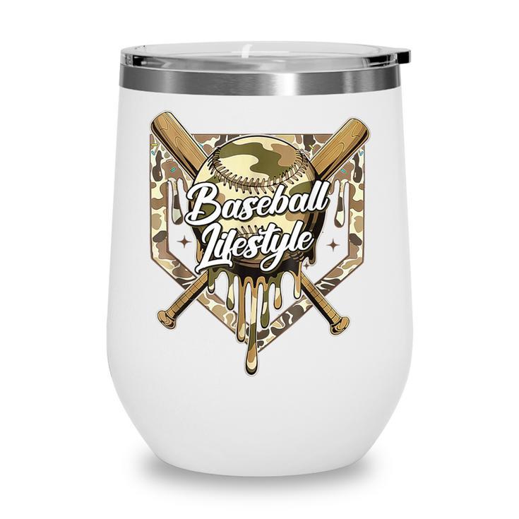 Baseball Life Lifestyle Home Plate Camo Ice Cream Drip Kids Wine Tumbler