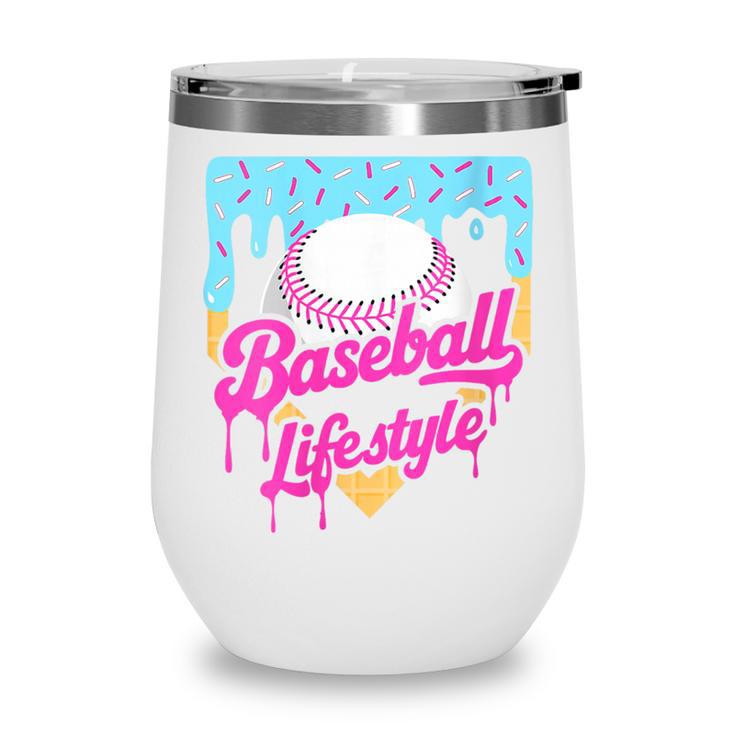 Baseball Life Lifestyle Home Plate Ice Cream Drip Men Boys Wine Tumbler