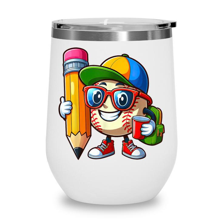 Baseball Lovers Pencil Back To School Kids Boys Girls Wine Tumbler