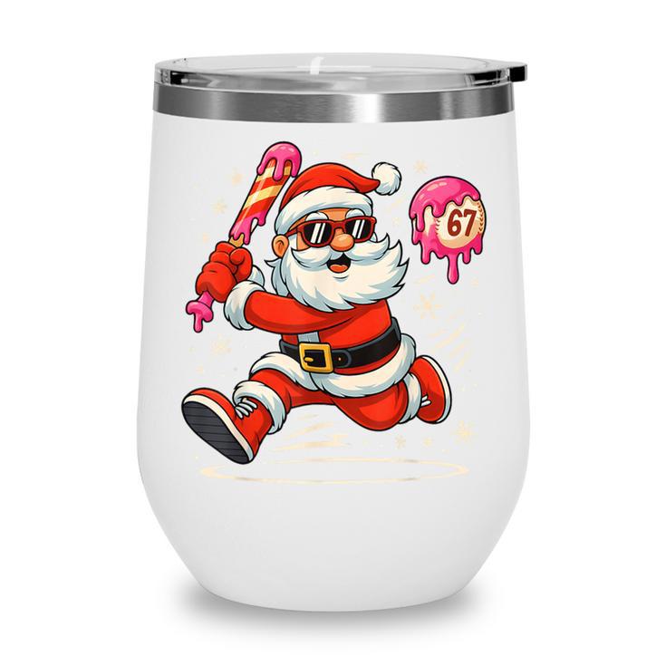 Baseball Santa 67 Baseball Christmas Pajamas Xmas Men Boy 67 Wine Tumbler